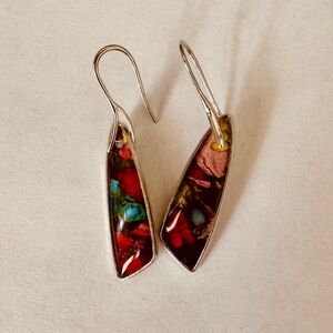 Elegant Red and Silver Floral Earrings
